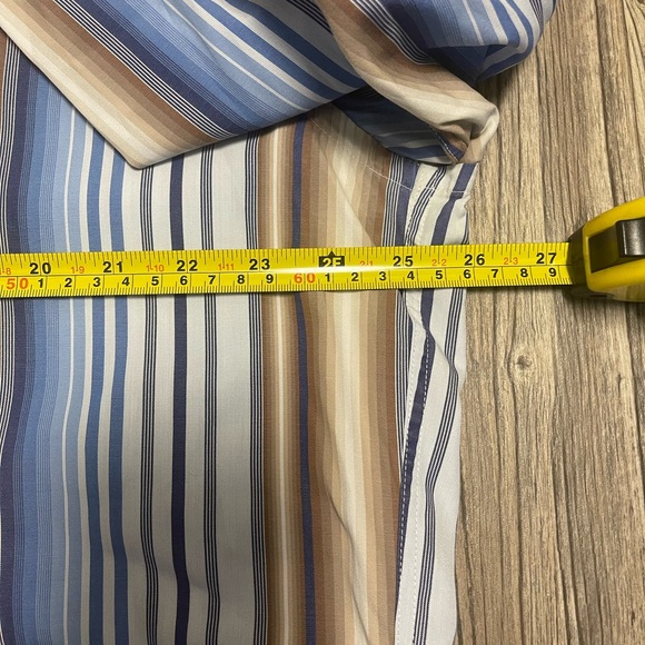 Faconnable Sz XL 100% Linen Button Down Striped Blue Brown Shirt 

#7 - Picture 4 of 6